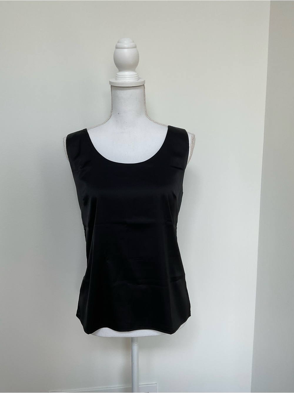 Satin Black Scoop Neck Camisole